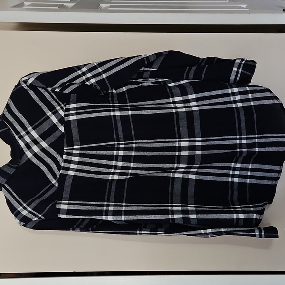 Lucky Brand Navy Blue White Plaid Button Down Gauze Longsleeve Shirt LIKE NEW M - Picture 8 of 8